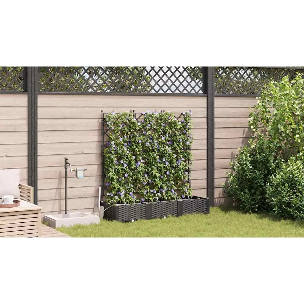 Garden Planter Pot 3 Piece Set Black Large Spacious Modern Outdoor