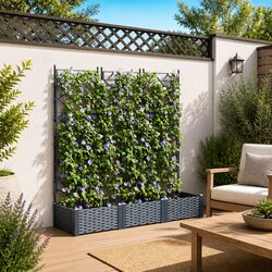 Garden Planter 3 pcs Grey 120x40x125.5cm Outdoor Indoor Pot Box Set