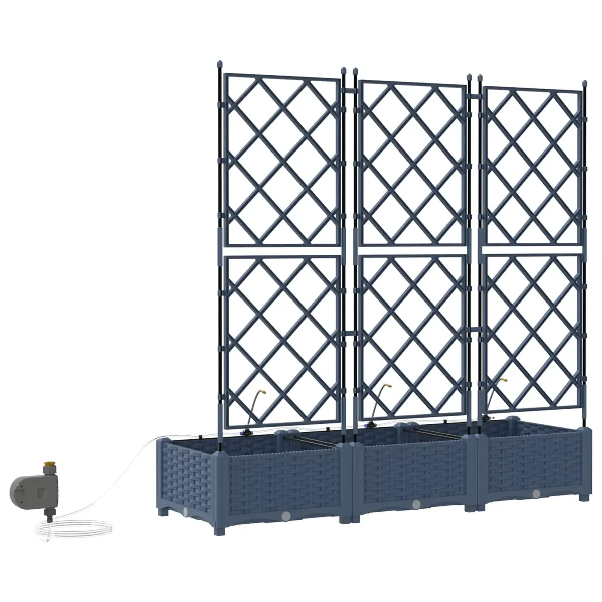 Garden Planter Set 3 Piece Large Grey Modern Polypropylene Weather Resistant Outdoor Decor