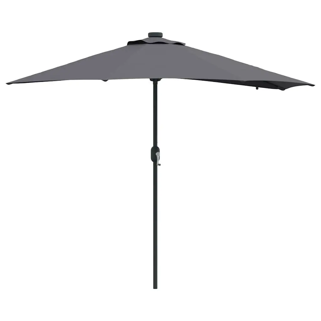 Garden Parasol 294cm Anthracite Outdoor Shade Umbrella with Hand Crank and Solar LED Lights
