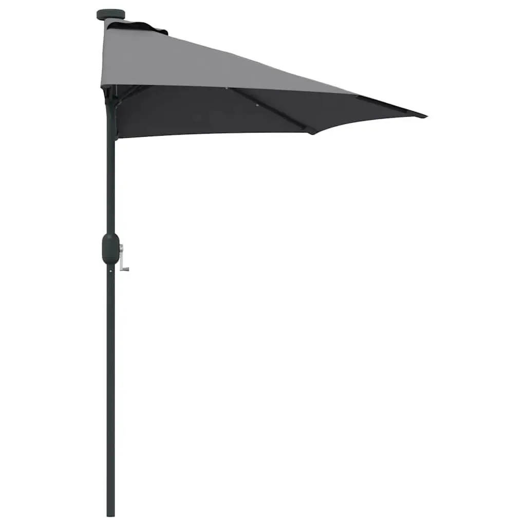 Garden Parasol 294cm Anthracite Outdoor Shade Umbrella with Hand Crank and Solar LED Lights