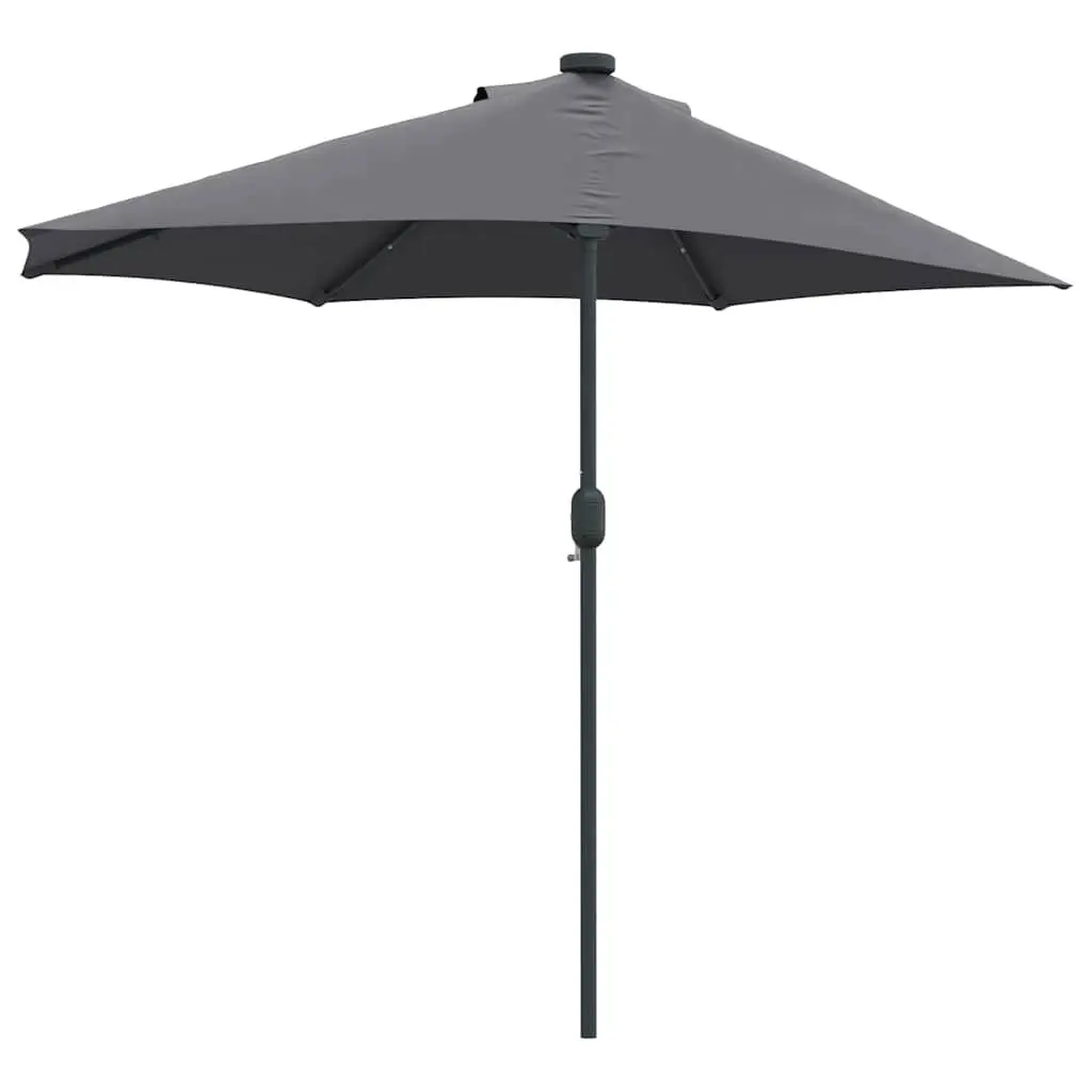 Garden Parasol 294cm Anthracite Outdoor Shade Umbrella with Hand Crank and Solar LED Lights