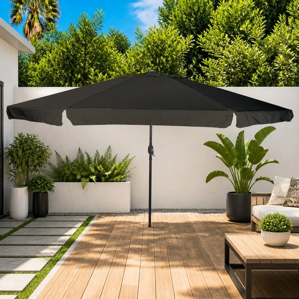 Garden Parasol 394x394x248cm UV-resistant Polyester Fabric Steel Construction Hand Crank