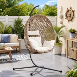 Elevate Your Space with a Cream Hanging Egg Chair