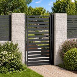 Garden Gate Lockable Black 100x150 cm Entry Fence Barrier Outdoor Security