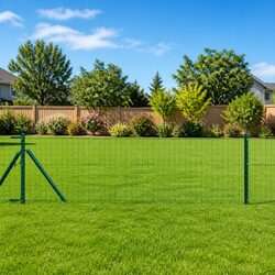 Fence Post Steel Green 7 Pieces Garden Boundary Marker Outdoor Barrier Support