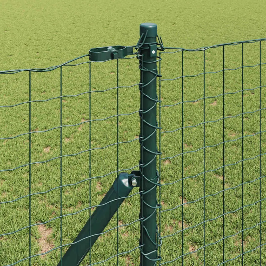 Fence Post 7pcs Green Powder-Coated Steel Embedded Garden Outdoor Barrier