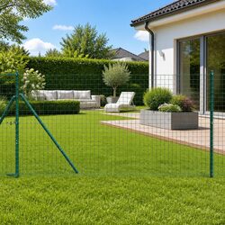 Embedded Fence Post 13 pcs Green Powder-Coated Steel Garden Boundary Marker