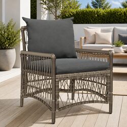 Chic Outdoor Seating Chair with Cushion in Grey