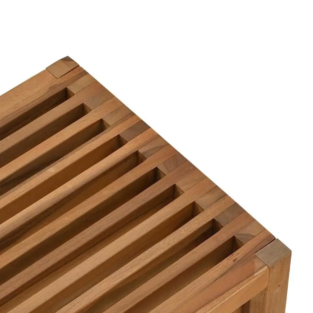Garden Side Table Brown Solid Teak Wood Outdoor Furniture 50x32.5x35cm