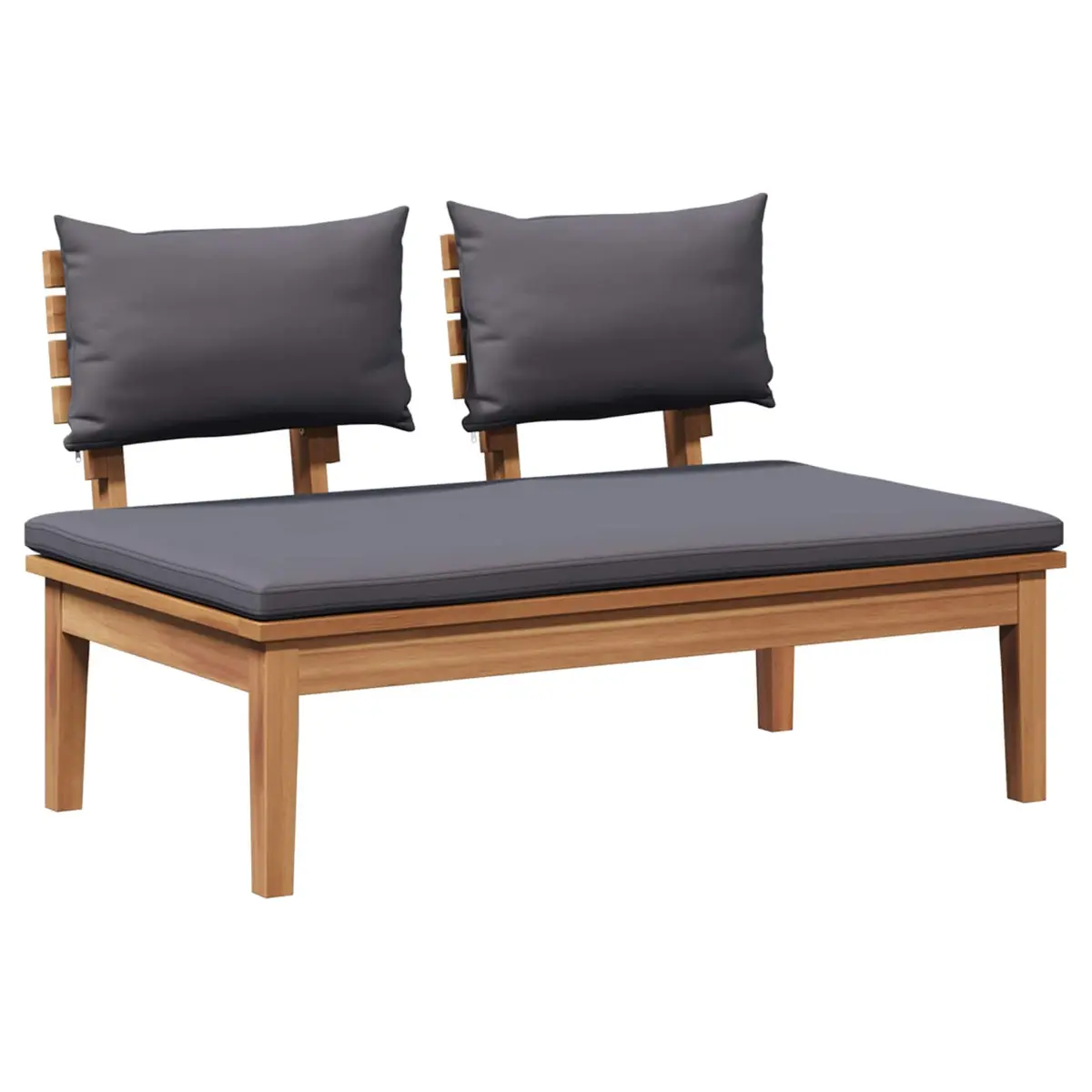 Outdoor Garden Bench and Table Set 2pc Grey Teak Wood Patio Furniture Modern