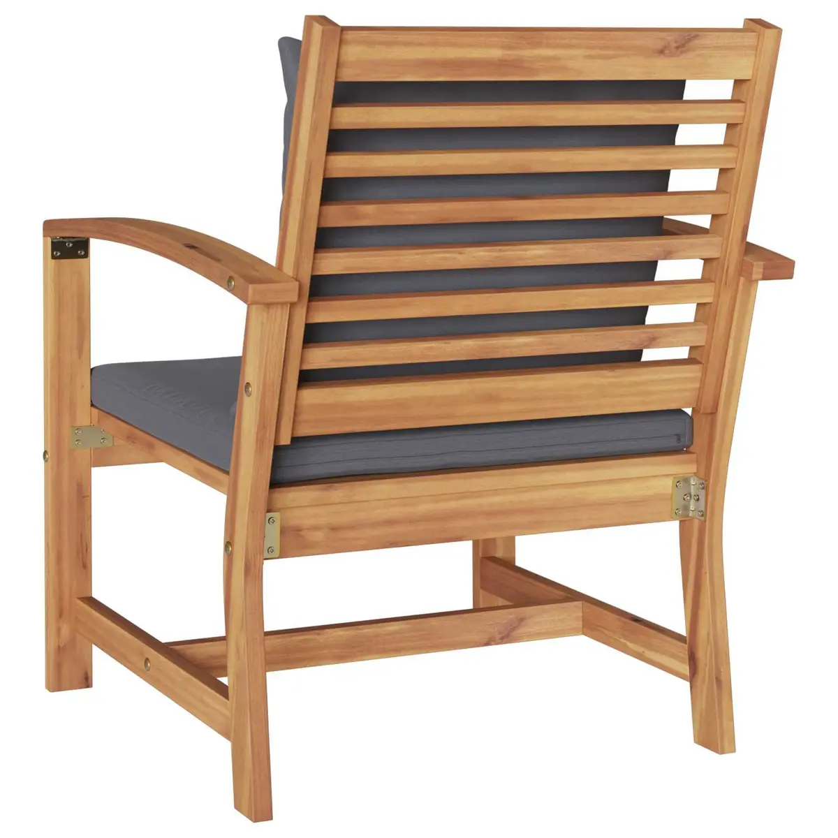 Outdoor Chairs 2 Piece Set Teak Wood Weather Resistant Rustic Style Brown Dark Grey 65x60x76.5cm
