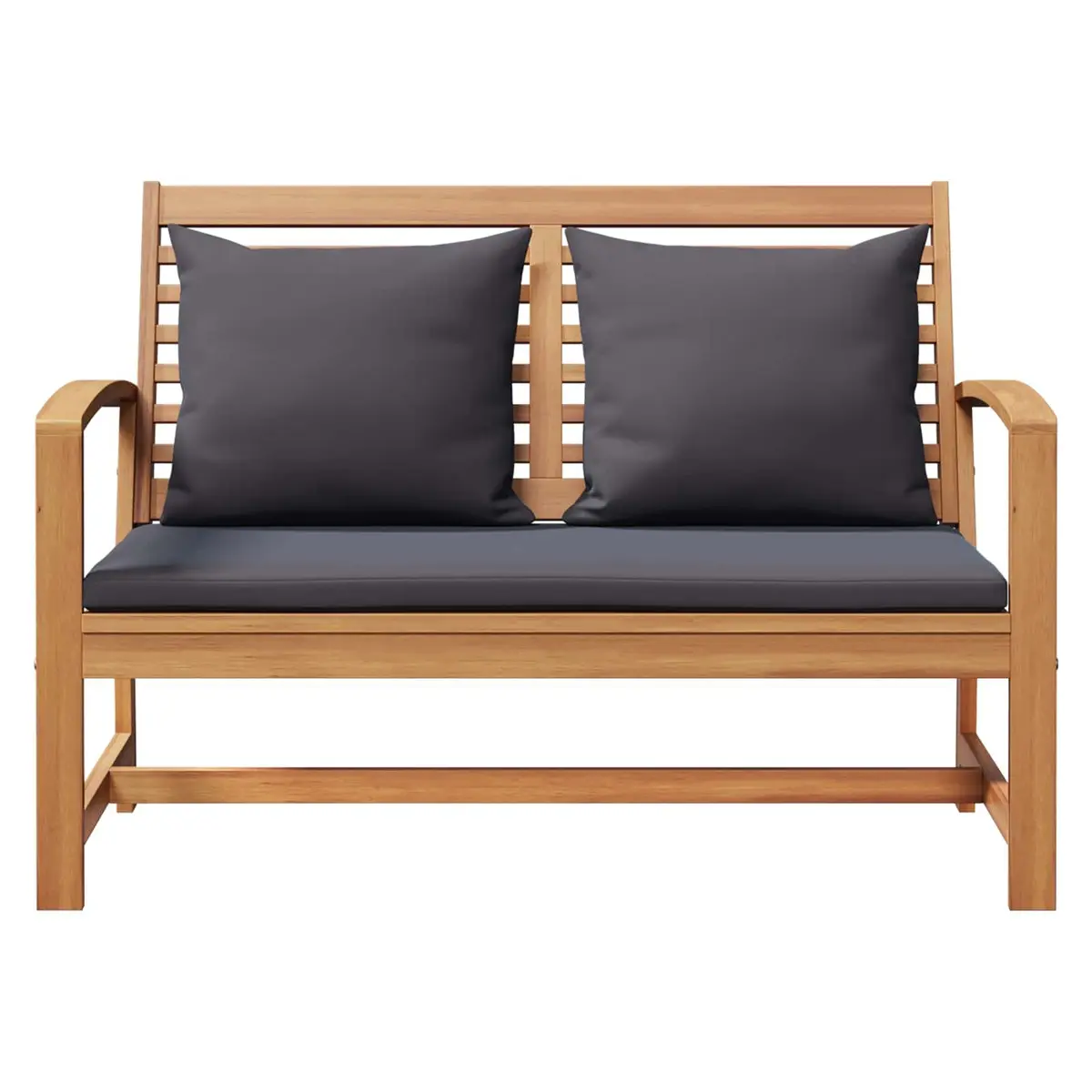 Outdoor Garden Bench and Table Set 2 Piece Solid Teak Wood Brown Weather Resistant