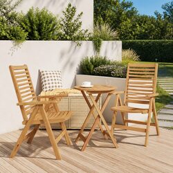 Outdoor Folding Chair 2 pcs Brown Garden Seating Teak Wood Patio Furniture