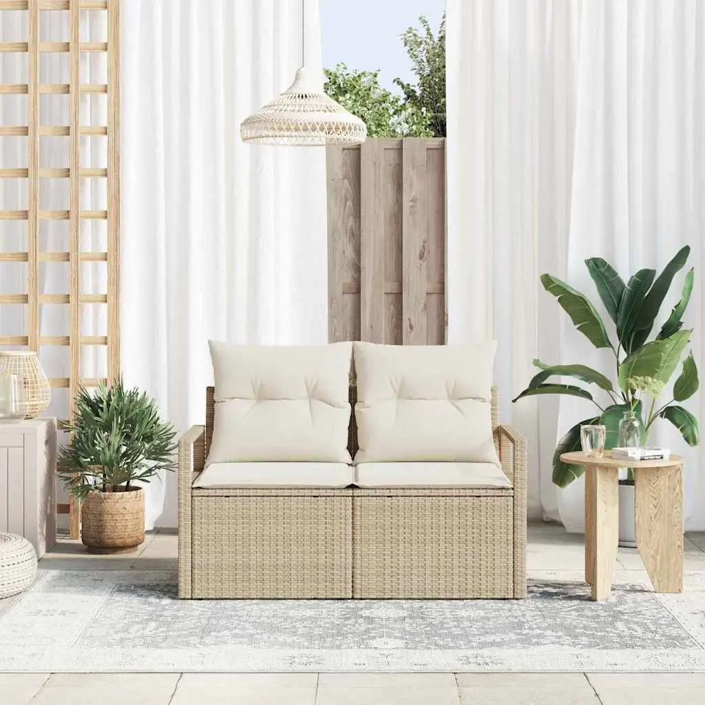 Modular Outdoor Garden Sofa with Cushions Weather-Resistant Poly Rattan Sturdy Steel Frame