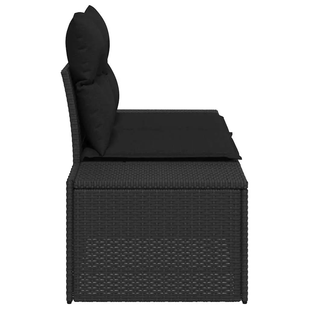 Outdoor Garden Sofa Black Poly Rattan Steel Frame Lounge Chair