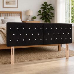 Headboard 160cm Black Velvet Modern Bedroom Backrest Upholstered Wall Mount