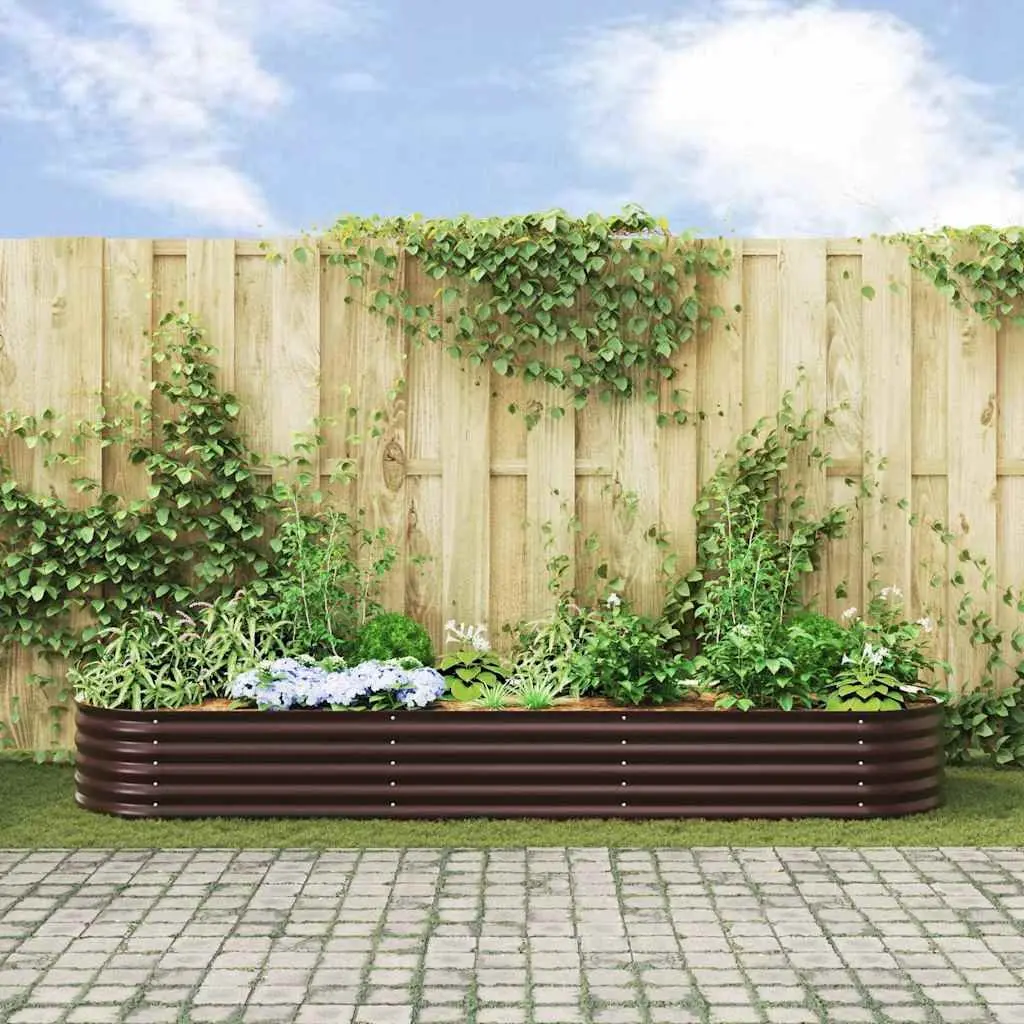 Raised Garden Bed Steel 320x80x44cm Brown Outdoor Planter Box Modern Design
