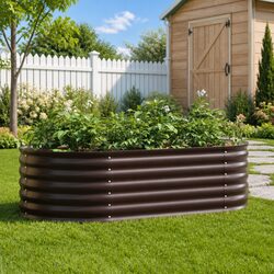 Stylish Brown Steel Raised Garden Bed for Your Outdoor Space