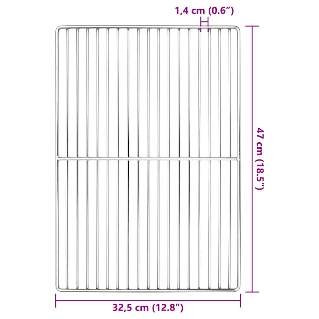 Grill Grate Rectangular 47 x 32.5 cm Stainless Steel Non-Corrosive Easy Cleaning Silver