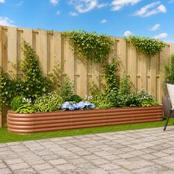 Stylish Raised Bed Garden Planter in Steel Brown 400x80x44cm