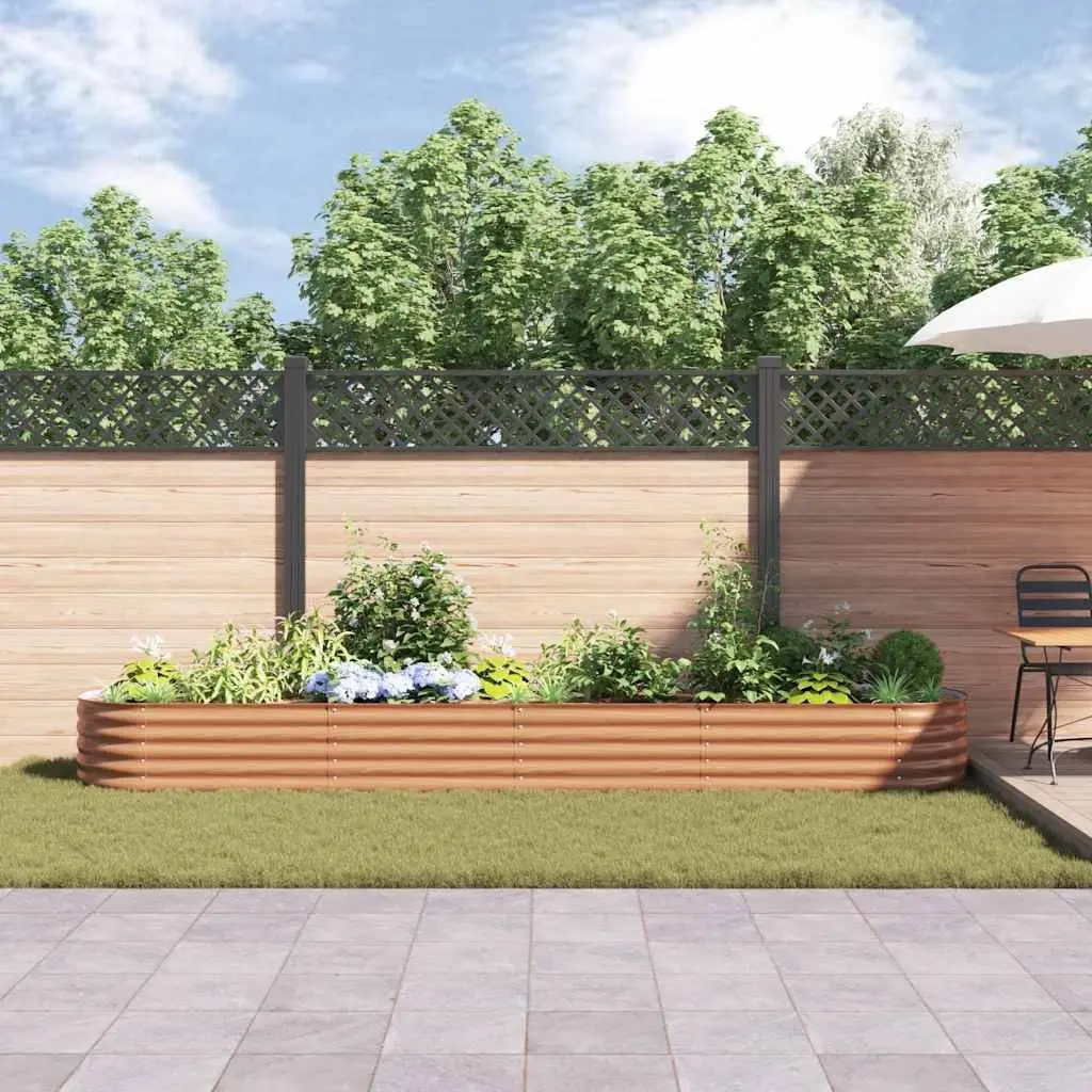 Raised Bed Garden Planter 400x80x44cm Steel Brown Outdoor Vegetable Herb Flower