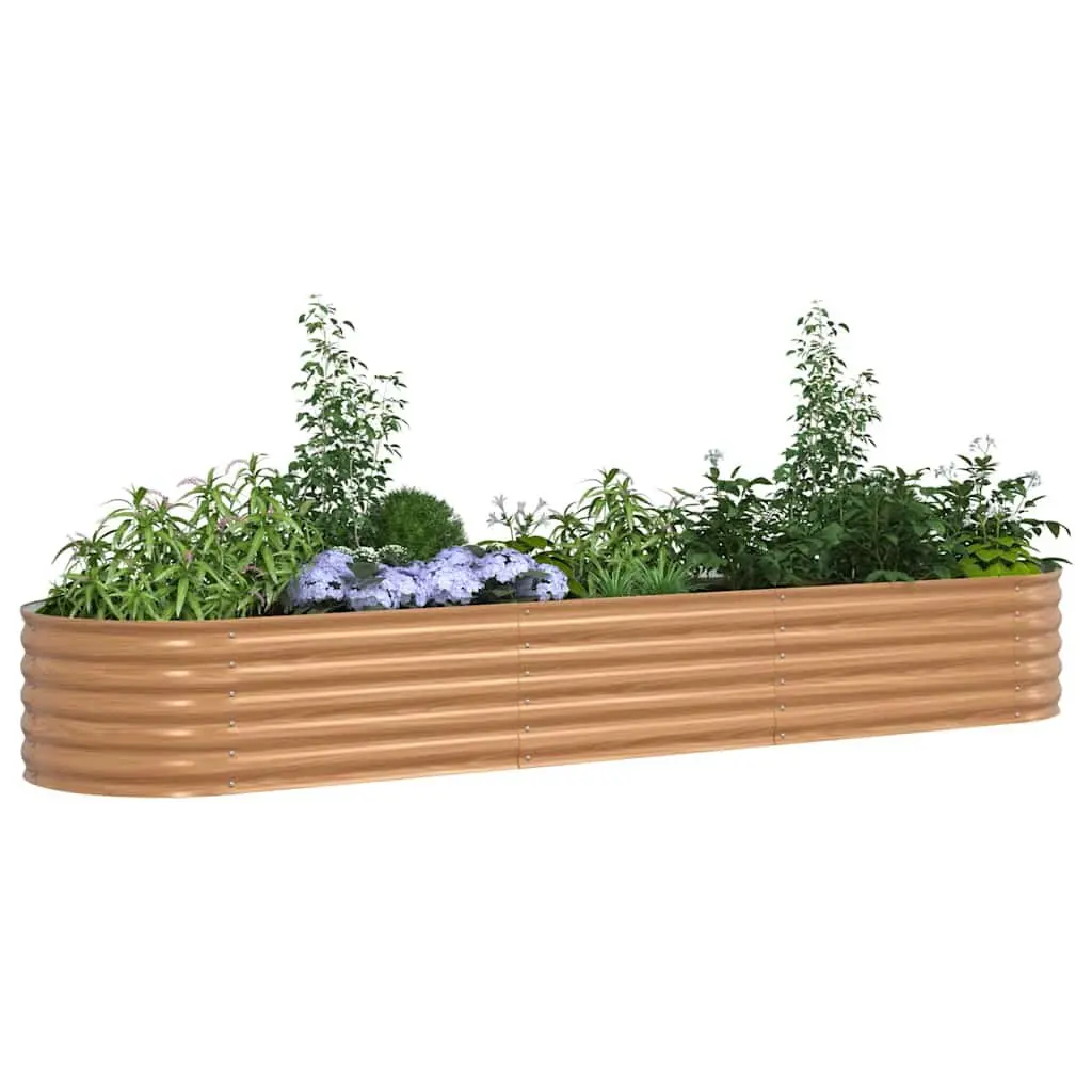 Raised Garden Bed 320x80x44cm Brown Steel Planter Box Outdoor Gardening