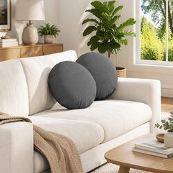 Elevate Your Space with 2 pcs Dark Grey Round Cushions