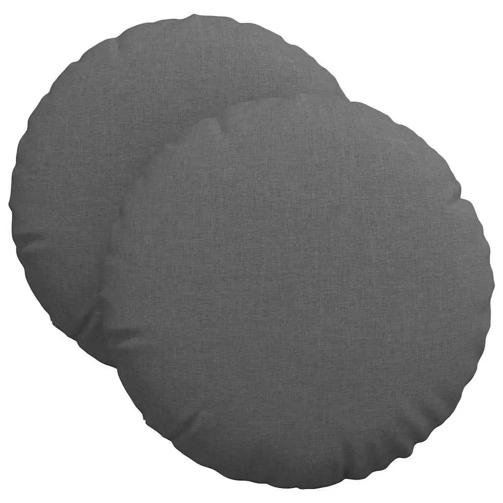 Seat Cushions 40cm Dark Grey Round Fabric Indoor Chair Sofa Decor 2 Piece