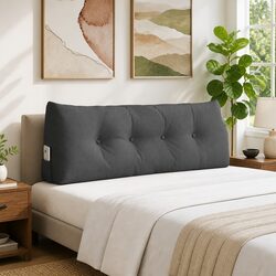 Back Pillow Grey 120x24x50cm Support Cushion Living Room Bedroom Lounge Decor