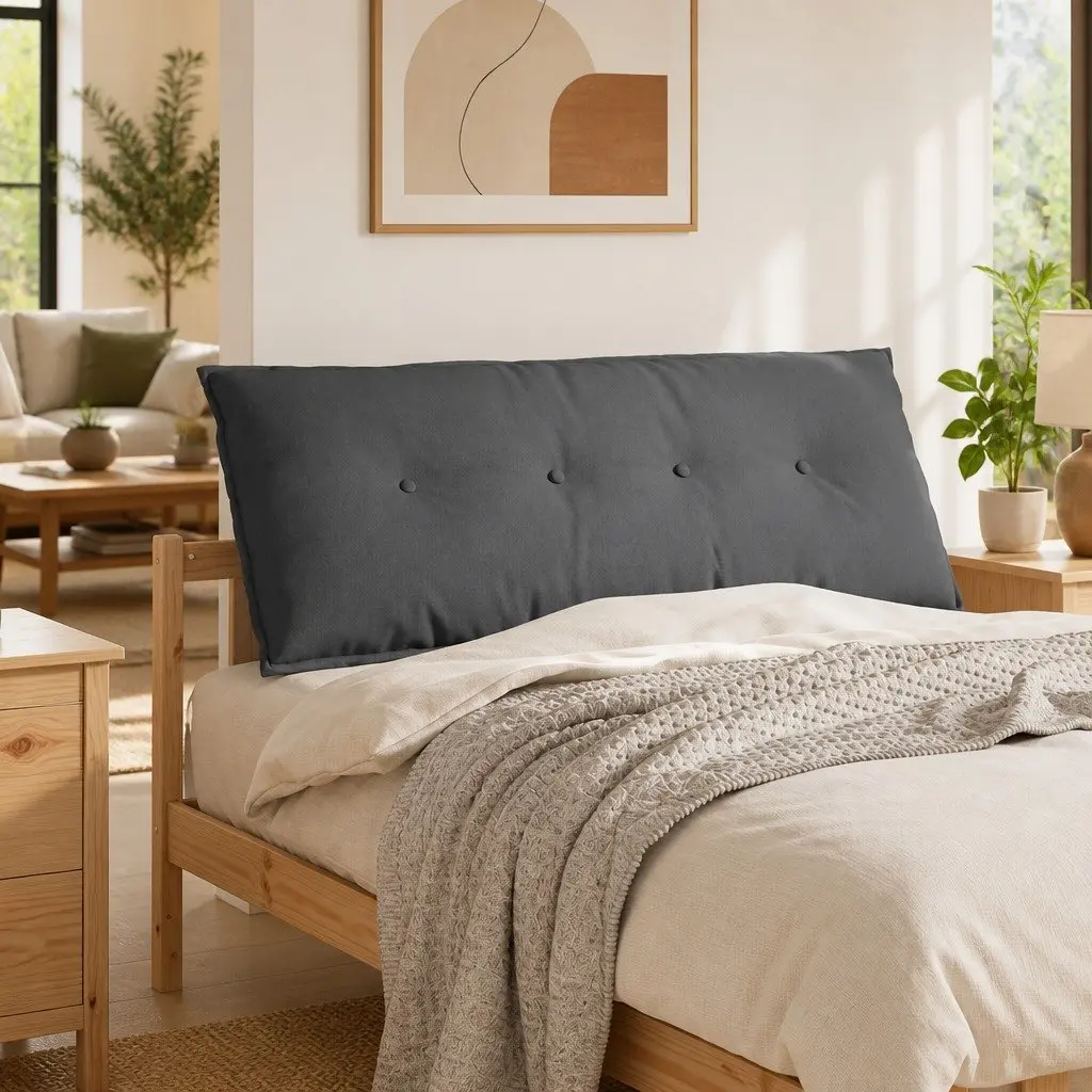 Back Pillow 120x19x50cm Dark Grey Indoor Lumbar Support Sofa Cushion