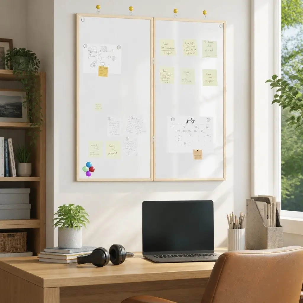 Bulletin Board 80x80cm Foldable Solid Pine Wood Smooth Pinning Surface