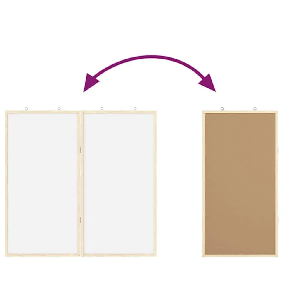 Bulletin Board 80x80cm Foldable Solid Pine Wood Smooth Pinning Surface