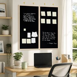 Folding Square Bulletin Board Black 80x80cm Pine Wood for Office Use