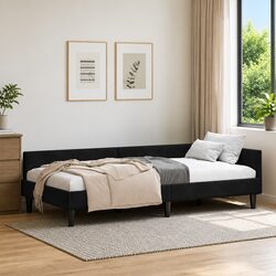 L-Shaped Corner Bed Frame in Black for Space Efficiency
