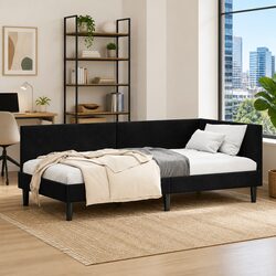 Enhance Your Space with a Black Corner Bed Sofa 90cm x 190cm
