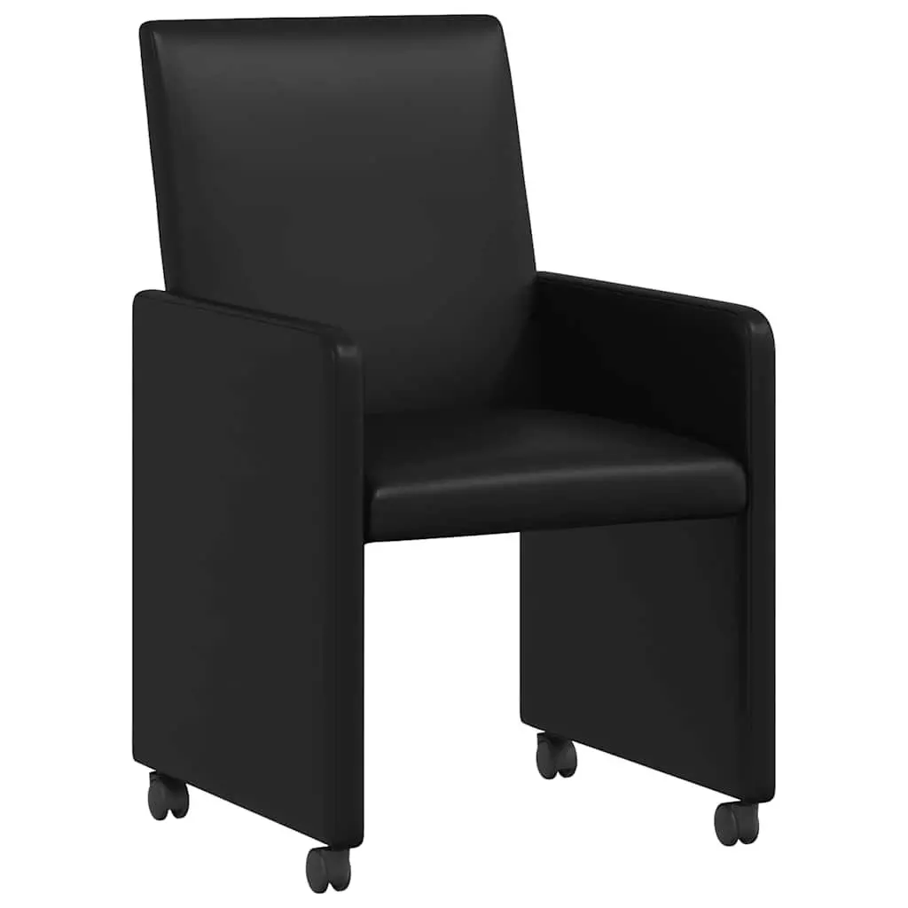 Dining Chairs with Wheels 2 pcs Black Kitchen Room Seating Furniture Set