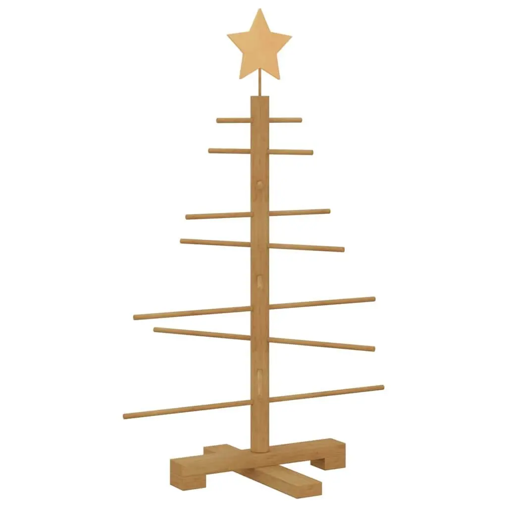 Wooden Christmas Tree with Stand Brown 75cm Rustic Holiday Seasonal Home Decor