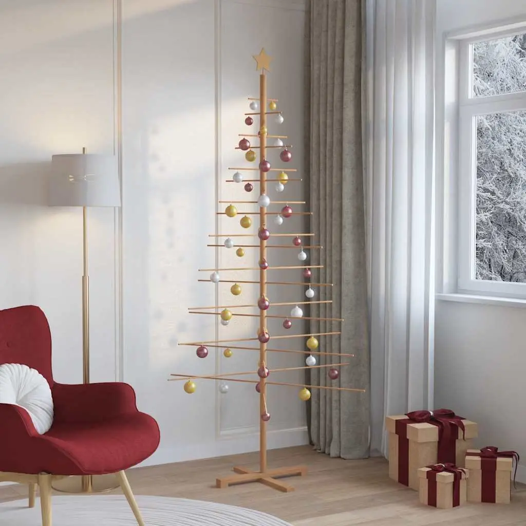 Wooden Christmas Tree 210cm Brown Bamboo for Home Ambiance
