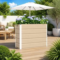 Steel Planter Ivory Indoor Outdoor Garden Patio Large Tall Modern Design