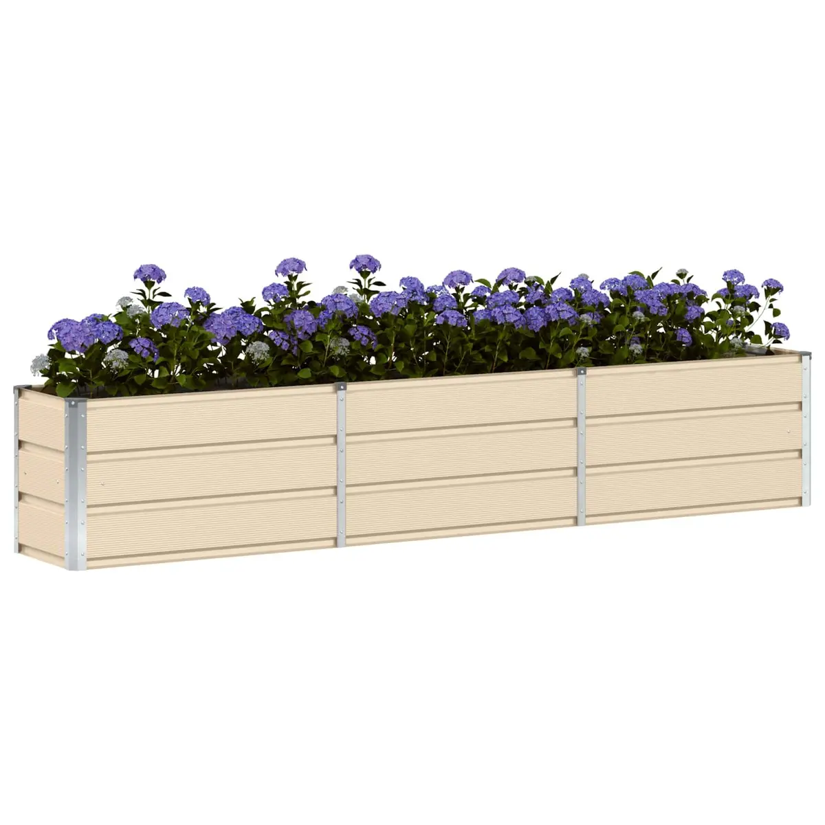 Steel Planter Ivory 240 x 40 x 45 cm Garden Patio Indoor Outdoor Raised Bed