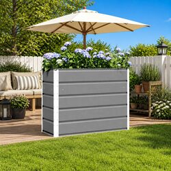 Enhance Your Space with a Light Grey Steel Planter 100 x 40 x 75 cm