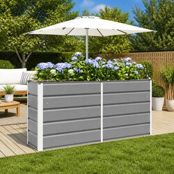 Elevate Your Space with a Light Grey Steel Planter 160x40x75cm