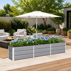 Light Grey Steel Planter for Indoor and Outdoor Spaces
