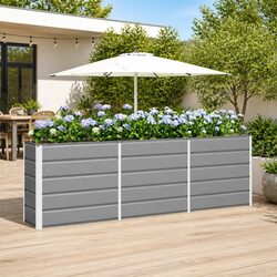 Enhance Your Space with a Light Grey Steel Planter 240x40x75cm