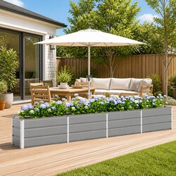 Enhance Your Space with a Light Grey Steel Planter 320 x 40 x 45 cm