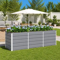 Elevate Your Space with This Light Grey Steel Planter 240x80x75cm