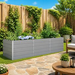 Large Outdoor Garden Pot in Light Grey - 290 x 100 x 75 cm