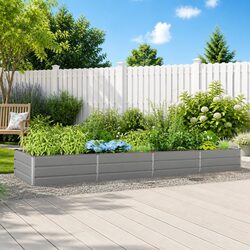Outdoor Raised Bed Planter in Light Grey Steel 385 x 100 x 45 cm