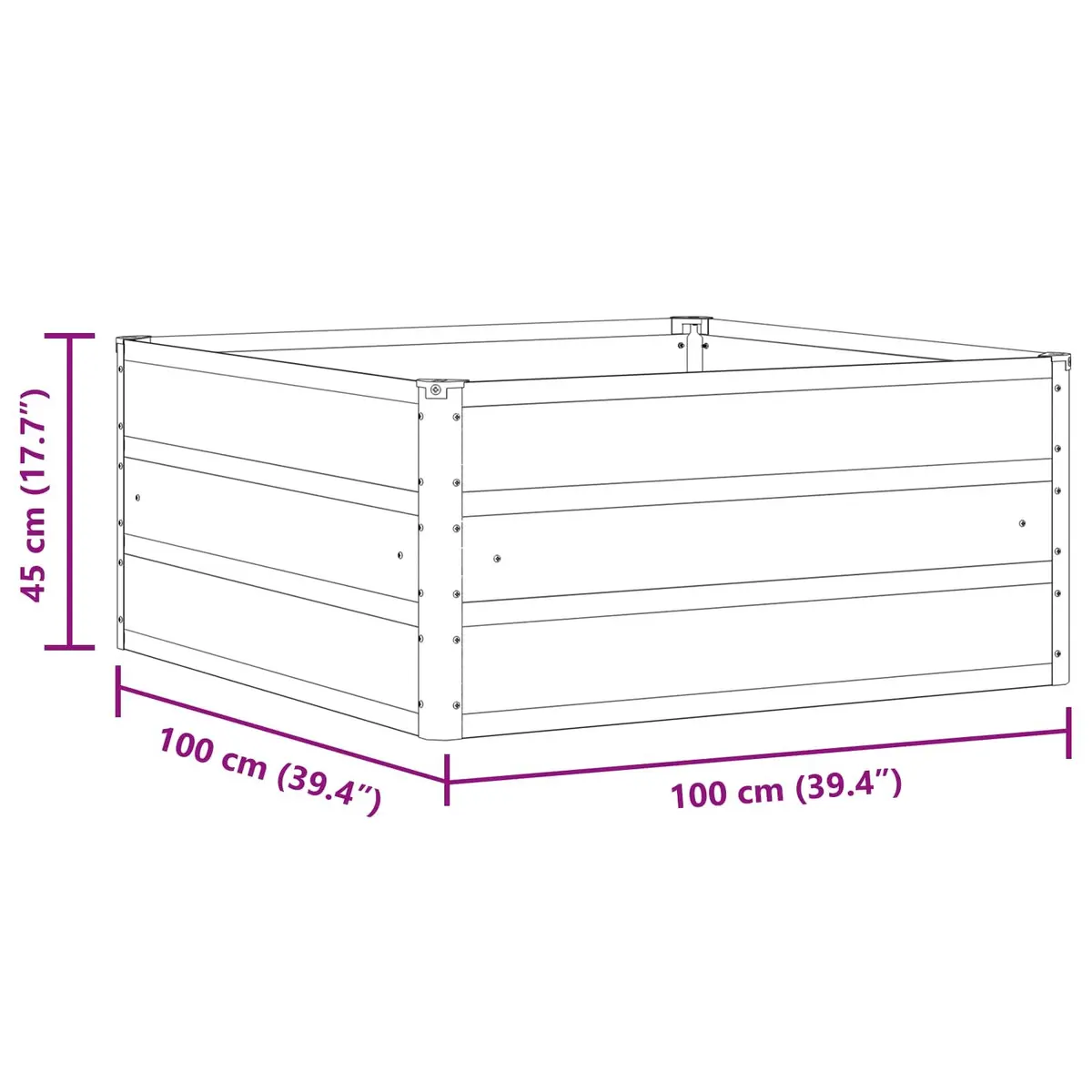 Steel Planter 100cm Modern Anthracite Decorative Container for Outdoor Garden